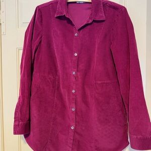 J Jill, fuschia-color corduroy top. Pretty buttons, two pockets!